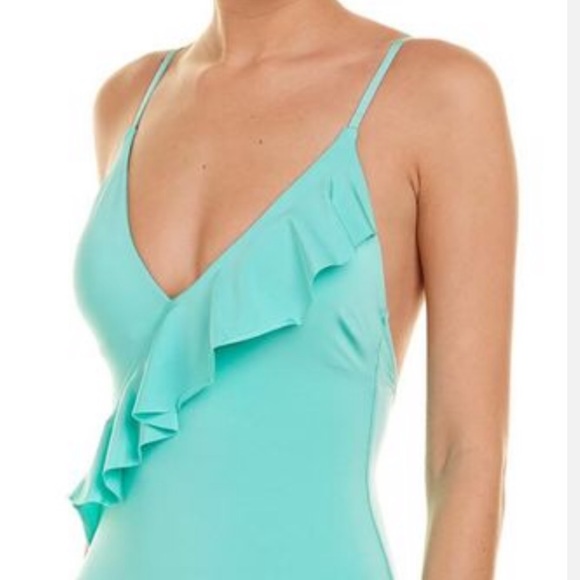10 TRINA TURK Key Solids Ruffle One Piece Swimsuit - Picture 2 of 5